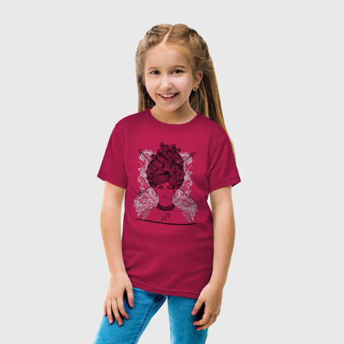 Детская футболка хлопок с принтом Девушка стрелец, вид сбоку #3