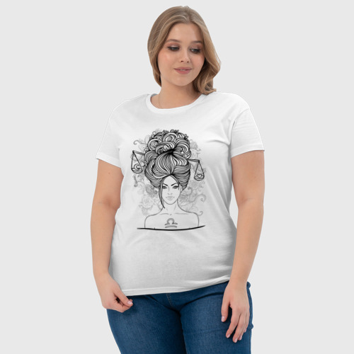 Женская футболка хлопок Девушка Весы, цвет белый - фото 6