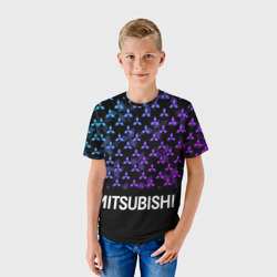 Детская футболка 3D Mitsubishi neon logo pattern - фото 2