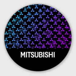 Круглый коврик для мышки Mitsubishi neon logo pattern