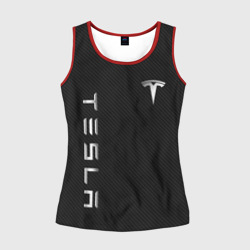 Женская майка 3D Tesla - Тесла карбон и металл