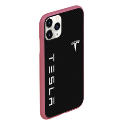Чехол для iPhone 11 Pro Max матовый Tesla - Тесла карбон и металл - фото 2