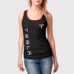 Женская майка 3D Tesla - Тесла карбон и металл - фото 2