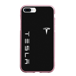 Чехол для iPhone 7Plus/8 Plus матовый Tesla - Тесла карбон и металл