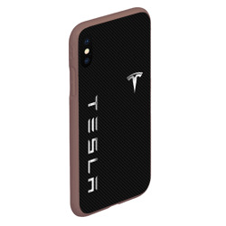 Чехол для iPhone XS Max матовый Tesla - Тесла карбон и металл - фото 2