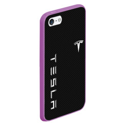 Чехол для iPhone 5/5S матовый Tesla - Тесла карбон и металл - фото 2