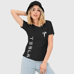 Женская футболка 3D Slim Tesla - Тесла карбон и металл - фото 2