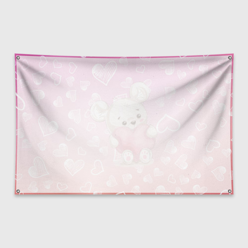 Флаг-баннер Милый мишка в сердечках - фото 2