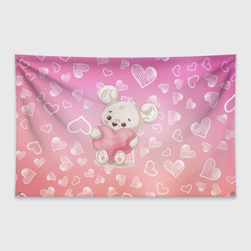 Флаг-баннер Милый мишка в сердечках