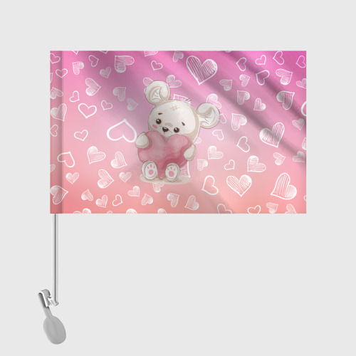 Флаг для автомобиля Милый мишка в сердечках - фото 2