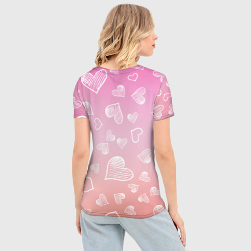 Женская футболка 3D Slim Милый мишка в сердечках, цвет 3D печать - фото 4