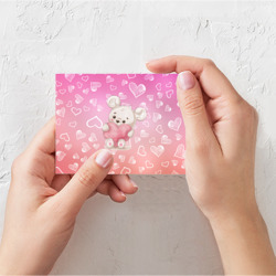 Поздравительная открытка Милый мишка в сердечках - фото 2