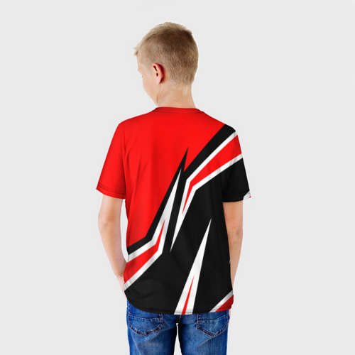 Детская футболка 3D Тесла - красный спортивный, цвет 3D печать - фото 4