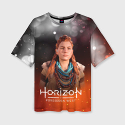 Женская футболка oversize 3D Horizon fire Aloy