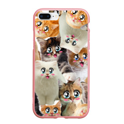 Чехол для iPhone 7Plus/8 Plus матовый Много кошек с большими анимэ глазами