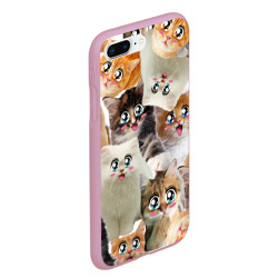 Чехол для iPhone 7Plus/8 Plus матовый Много кошек с большими анимэ глазами - фото 2