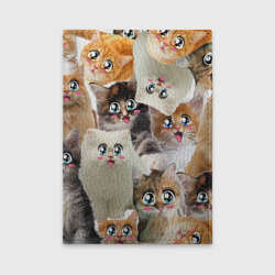Обложка для автодокументов Много кошек с большими анимэ глазами