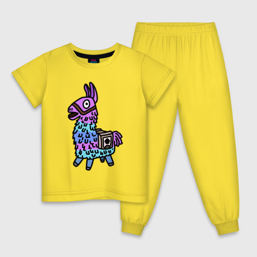 Детская пижама хлопок "Фортнайт Лама Fortnite Lama", цвет желтый