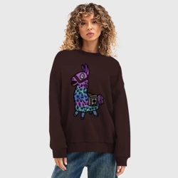 Женский свитшот oversize без начеса хлопок "Фортнайт Лама Fortnite Lama" - фото 2