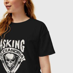 Женская футболка хлопок Oversize Asking Alexandria рок группа - фото 2