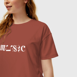 Женская футболка хлопок Oversize Music Белая Портрет - фото 2