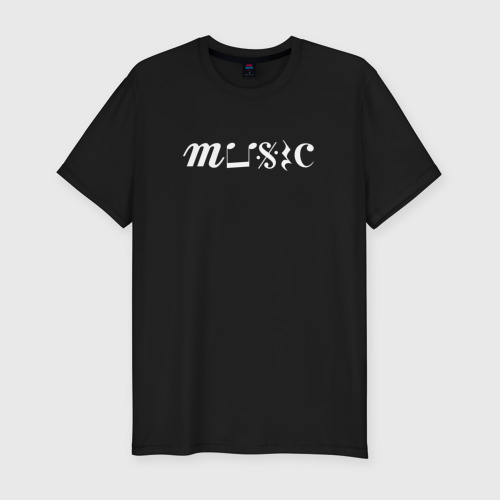 Мужская приталенная футболка из хлопка с принтом Music Символы Белая, вид спереди №1