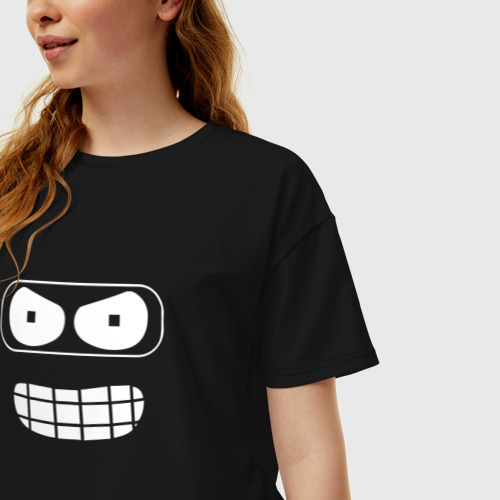 Женская футболка хлопок Oversize Бендер, Футурама, цвет черный - фото 3