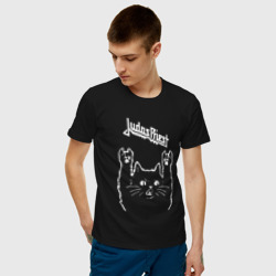 Мужская футболка хлопок Judas Priest Рок кот - фото 2