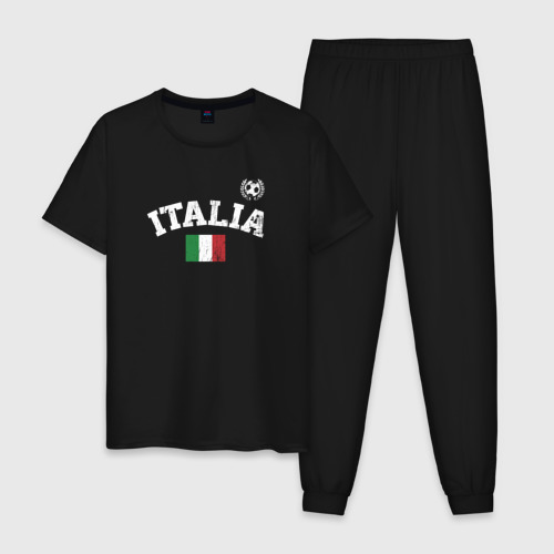 Мужская пижама хлопок Футбол Италия, цвет черный