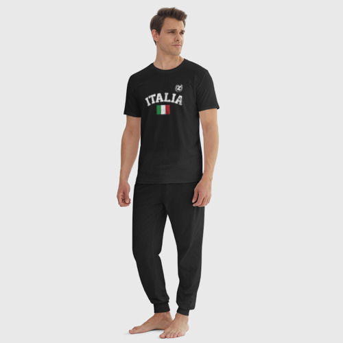 Мужская пижама хлопок Футбол Италия, цвет черный - фото 5