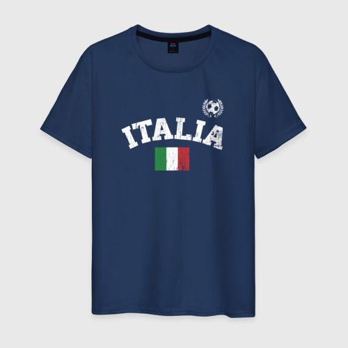 Мужская футболка из хлопка с принтом Футбол Италия, вид спереди №1