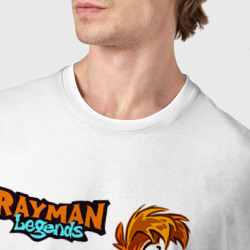 Футболка с принтом Rayman вид сбоку для мужчины, вид на модели спереди №4. Цвет основы: белый