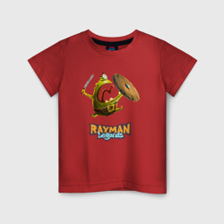 Детская футболка хлопок Rayman Legends Зеленый человечек с щитом