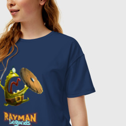 Женская футболка хлопок Oversize Rayman Legends Зеленый человечек с щитом - фото 2