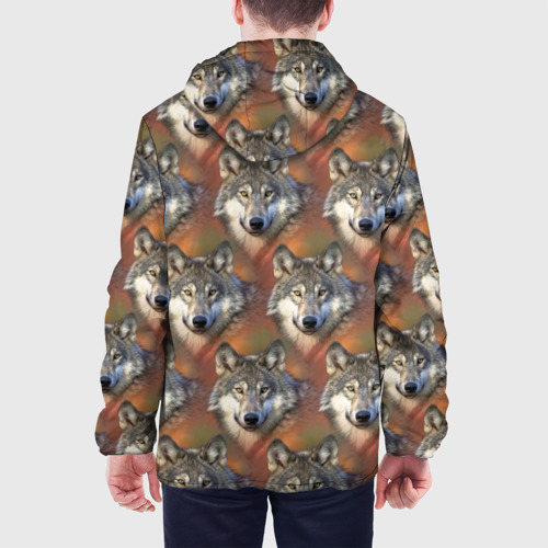 Мужская куртка 3D с принтом Волки Wolfs паттерн, вид сзади #2