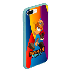 Чехол для iPhone 7Plus/8 Plus матовый Rayman  радужный фон - фото 2