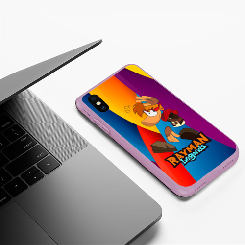 Чехол для iPhone XS Max матовый с принтом Rayman  радужный фон, фото #5
