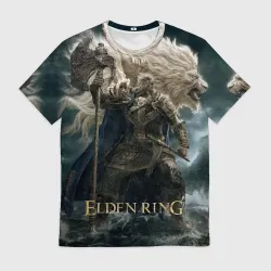 Мужская футболка 3D Годфри и лев Elden Ring
