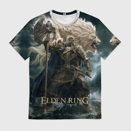 Мужская футболка 3D Годфри и лев Elden Ring