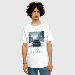 Мужская футболка хлопок Oversize Lexus - зимняя дорога - фото 2