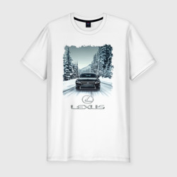 Мужская футболка хлопок Slim Lexus - зимняя дорога