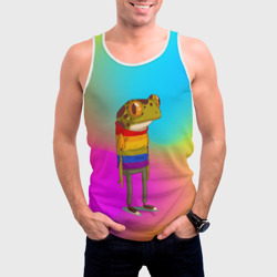 Мужская майка 3D Радужная лягушка Rainbow Frog - фото 2