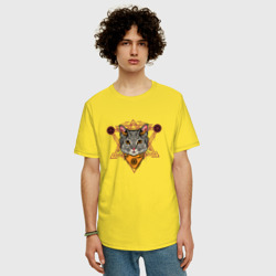 Мужская футболка хлопок Oversize Котик Пентаграмма - фото 2