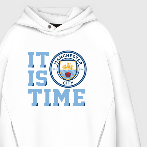 Мужское худи Oversize хлопок It is Manchester City Time, цвет белый - фото 4