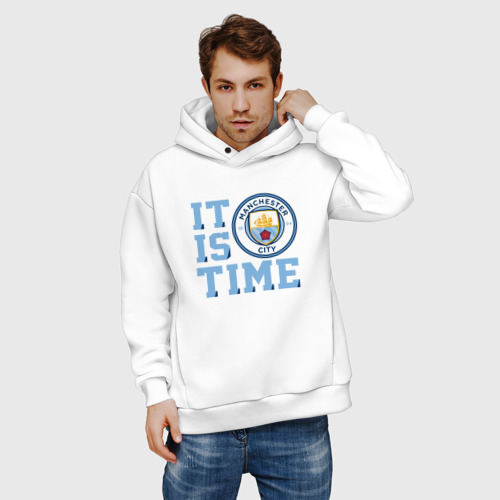 Мужское худи Oversize хлопок It is Manchester City Time, цвет белый - фото 3