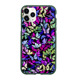 Чехол для iPhone 11 Pro матовый Витражные бабочки