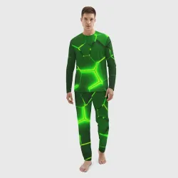 Мужской костюм для дома 3D Плиты неоновые: green hexagon - разлом объемный - фото 2