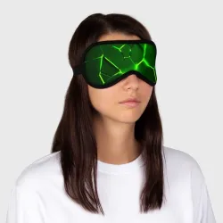 Маска для сна 3D Плиты неоновые: green hexagon - разлом объемный - фото 2
