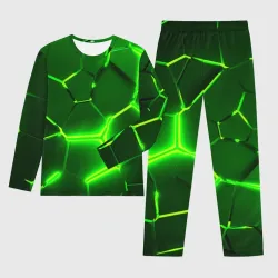 Мужской костюм для дома 3D Плиты неоновые: green hexagon - разлом объемный