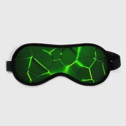 Маска для сна 3D Плиты неоновые: green hexagon - разлом объемный